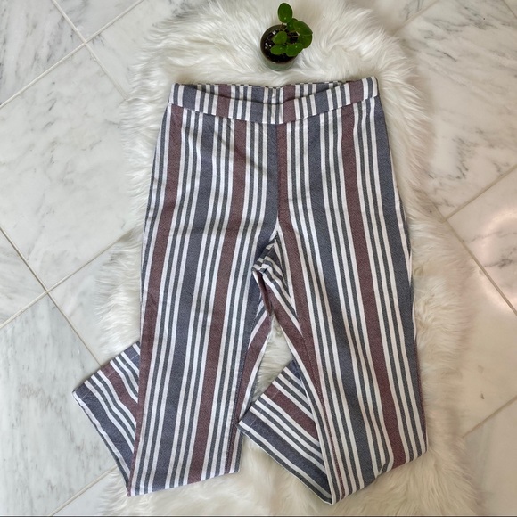 Free People vertical stripe linen ankle pants sz 0 - Picture 2 of 7